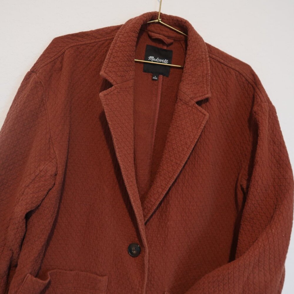 Madewell Quilted Blazer Jacket in Rust - Size Large - Picture 3 of 5
